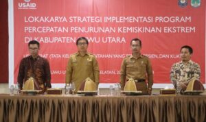 Lokakarya Strategi Implementasi Program Percepatan Penurunan Kemiskinan Ekstrem di Aula Hotel Bukit Indah Masamba