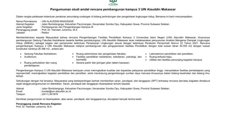 UIN Alauddin Makassar Siapkan Pengembangan Kampus 3, Gedung Fakultas Kedokteran Jadi Fokus